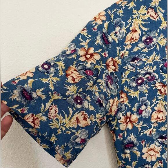 Vtg90’s V neck button front floral boho cottagecore coquette midi dress Sz S - Picture 8 of 12